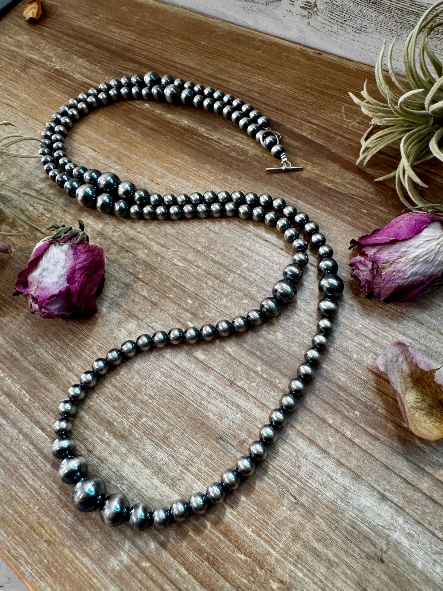 NFR Collection Necklace – Graduated Sterling Silver Pearls 8mm to 14mm 46.5"