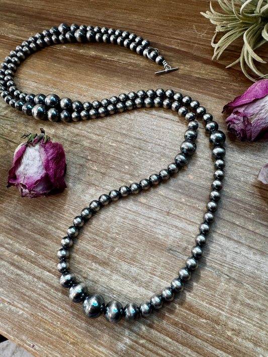 NFR Collection Necklace – Graduated Sterling Silver Pearls 8mm to 14mm 46.5"