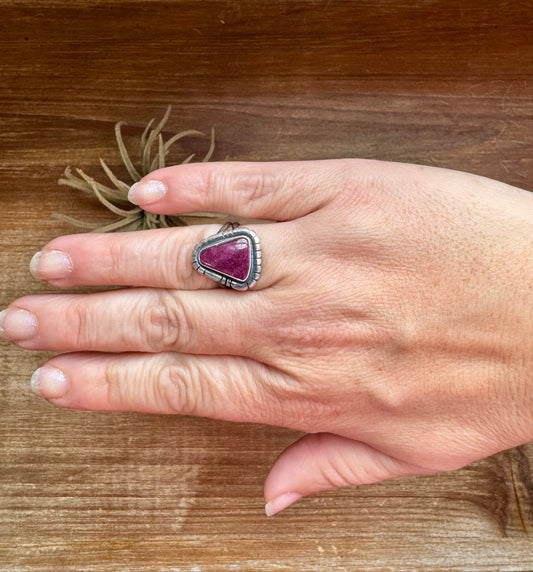 Ring - Size 7 1/2 -Red Spiny & Sterling Silver