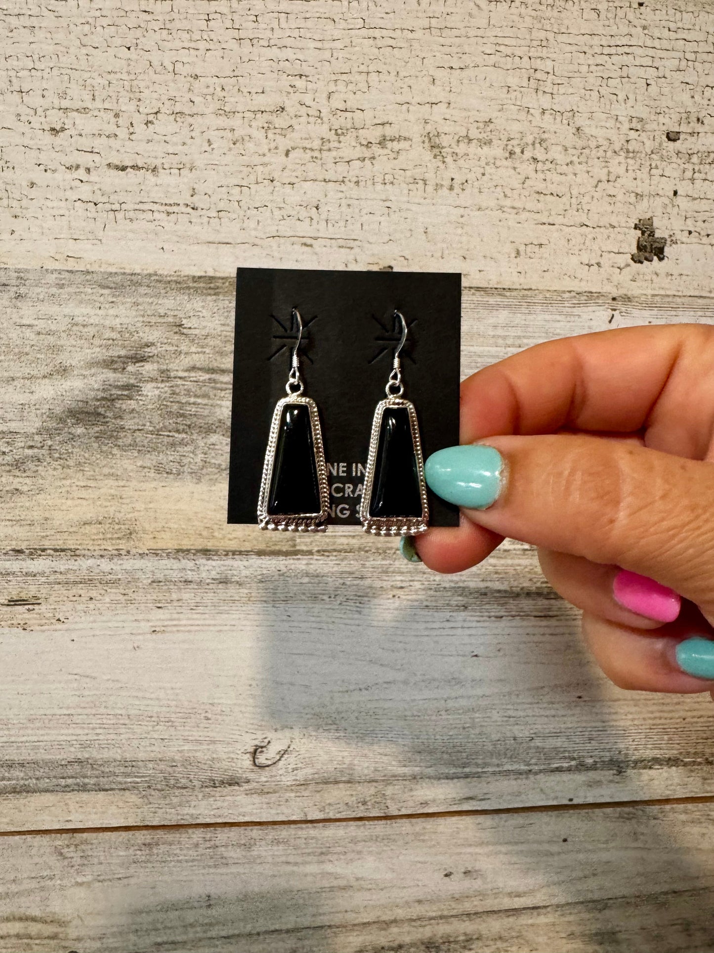 Sterling Silver Pearl & Black Onyx Dangle Earrings