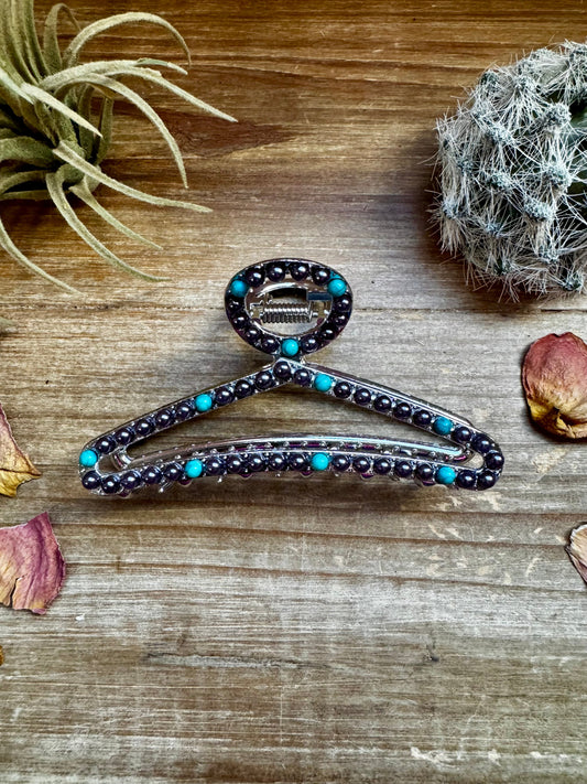 New Style - Turquoise/ faux pearl mix Hair Clips