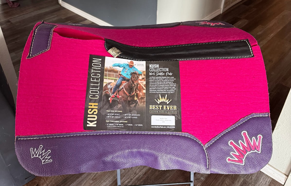 28x28 1" Kush Pink Wool Gooseneck Contour Saddle Pad