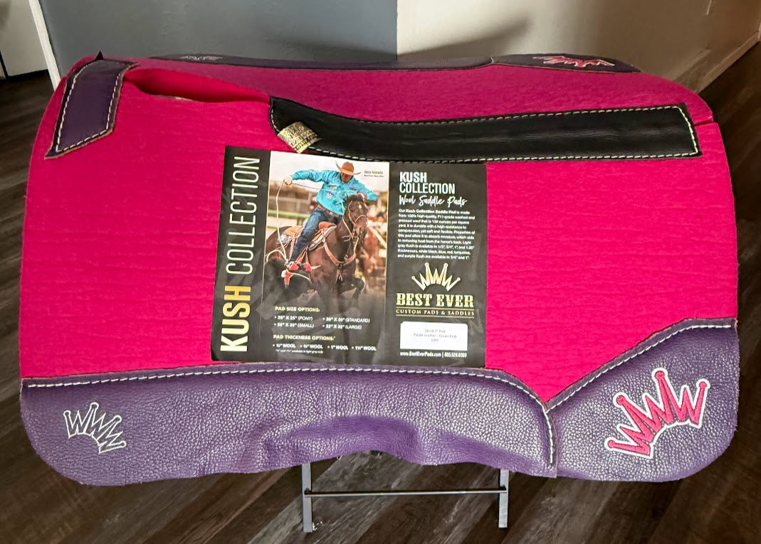 28x28 1" Kush Pink Wool Gooseneck Contour Saddle Pad