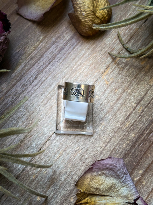 Sterling Silver Hand-Milled Wide Band “Poke the Bear” Stamped Ring – Size 5.5 – Handmade by Artist Jason Ogg