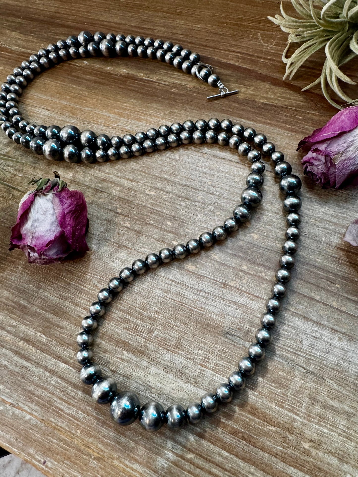 NFR Collection Necklace – Graduated Sterling Silver Pearls 8mm to 14mm  46.5"