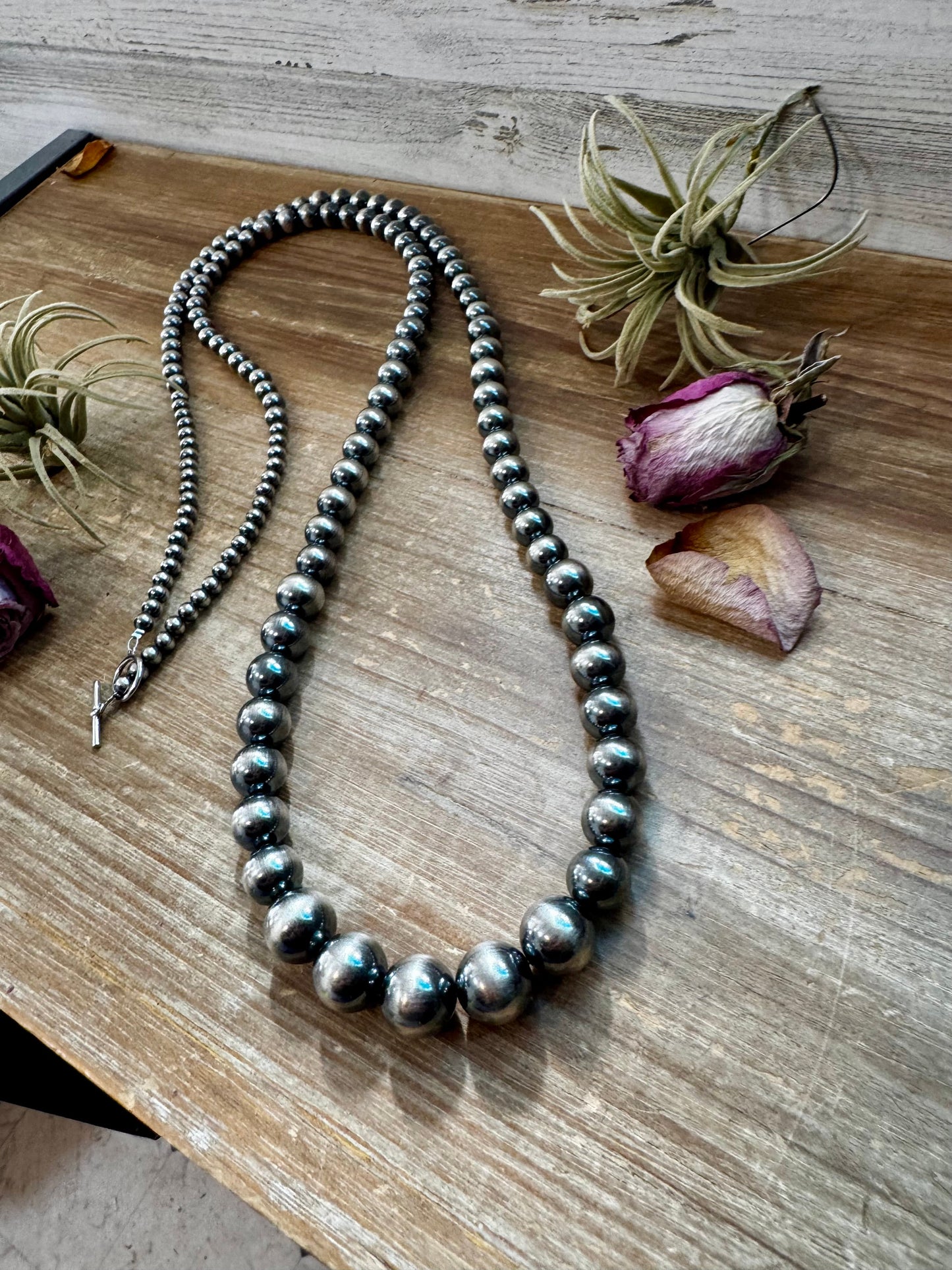 NFR Collection Necklace – Graduated Sterling Silver Pearls 6mm to 16mm 51”