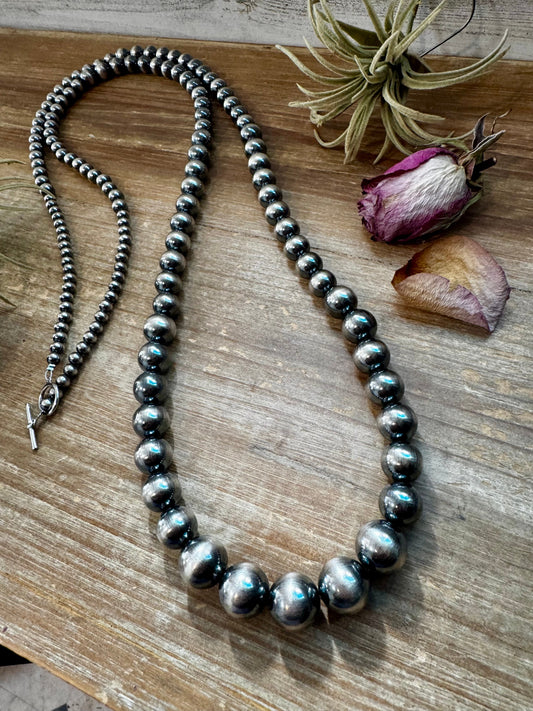 NFR Collection Necklace – Graduated Sterling Silver Pearls 6mm to 16mm 51”