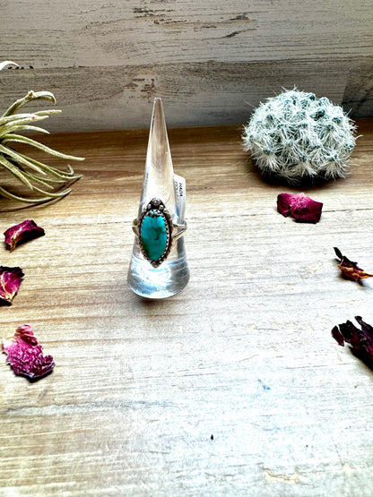 Ring size 7 & 8.5- long kingman turquoise and sterling silver
