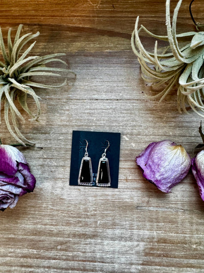 Sterling Silver Pearl & Black Onyx Dangle Earrings