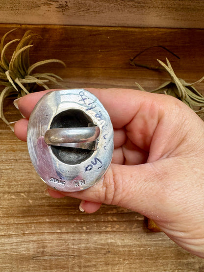 Adjustable Cowboy Hat Ring – Kingman Turquoise, Navajo Handmade by Robby Manuelito