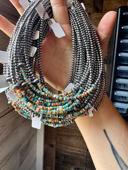 Sterling Silver Pearl Choker with Extra Turquoise & Spiny Oyster