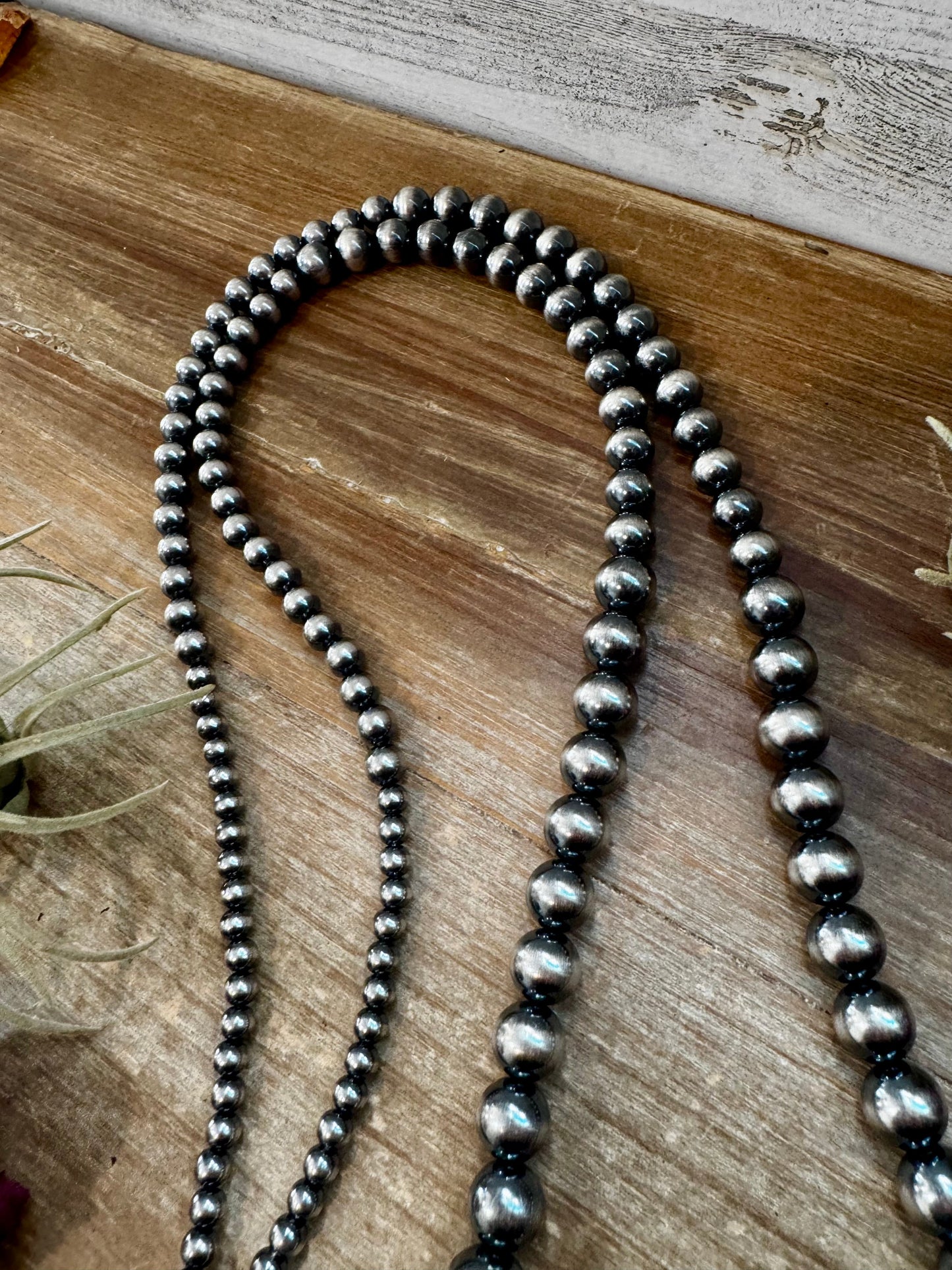 NFR Collection Necklace – Graduated Sterling Silver Pearls 6mm to 16mm 51”