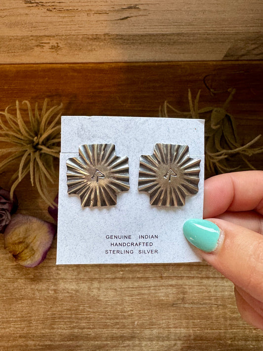 Square Cross Stud Earrings with Horse Head