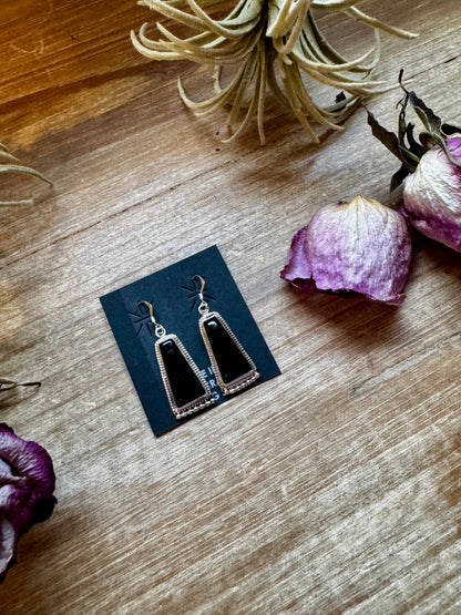 Sterling Silver Pearl & Black Onyx Dangle Earrings
