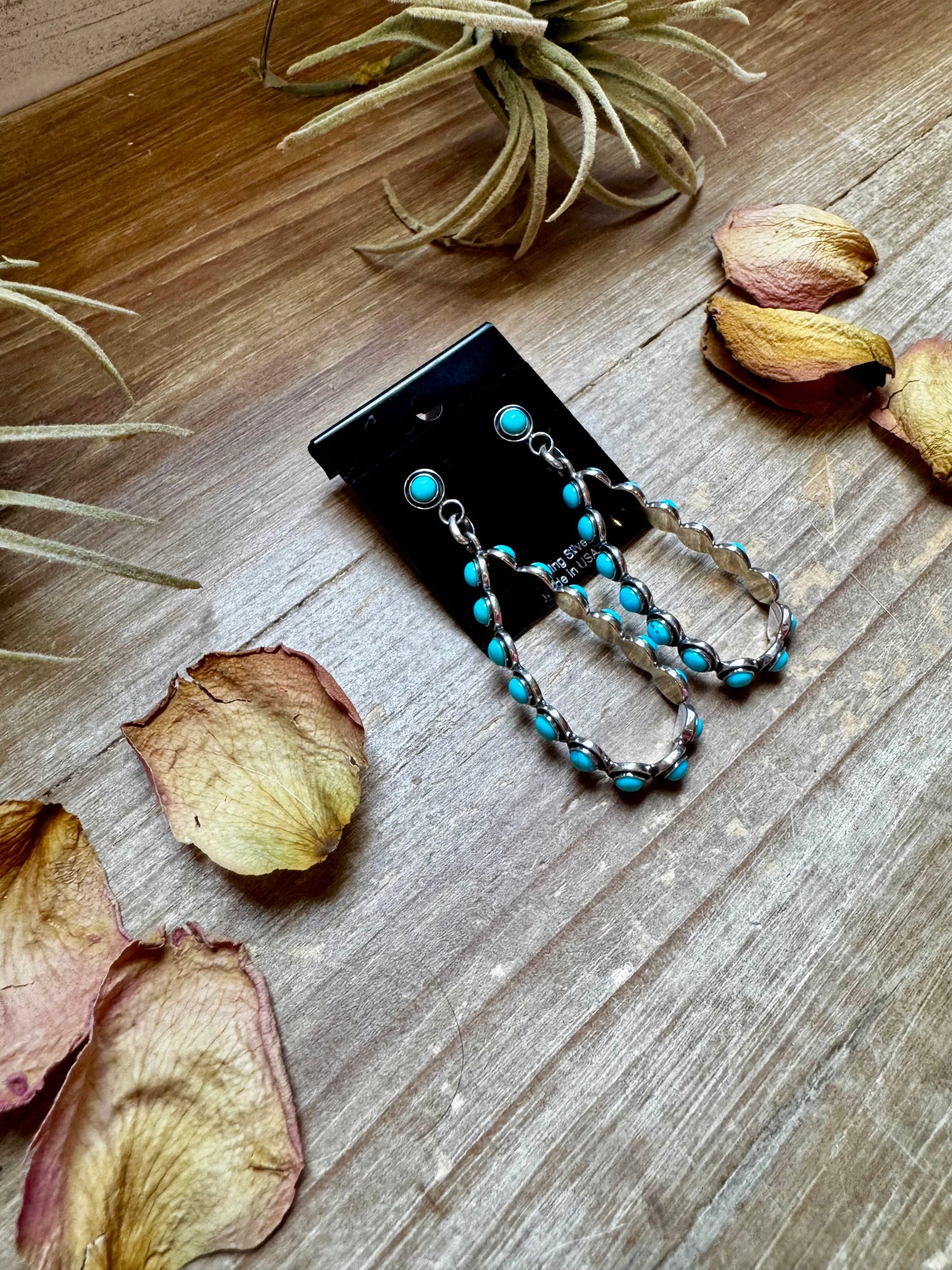 Kingman Turquoise Dangle Earrings – Sterling Silver, Lightweight, USA Made