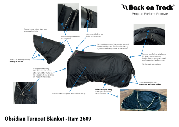 Obsidian 150g Black Turnout Blanket w/Neck Cover