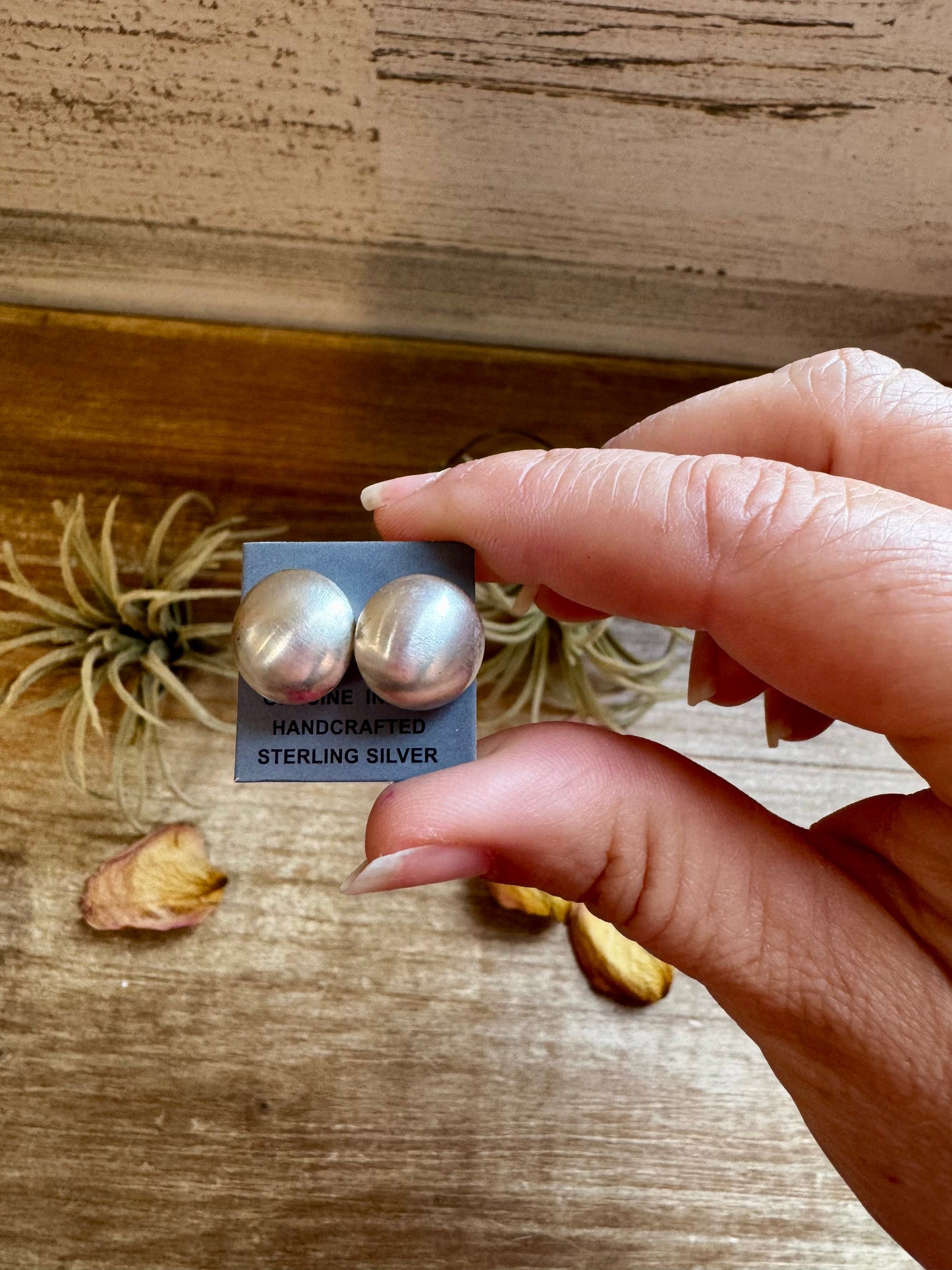 Sterling Silver Saucer Pearl Stud Earrings – 12mm, Stamp MS, USA Made