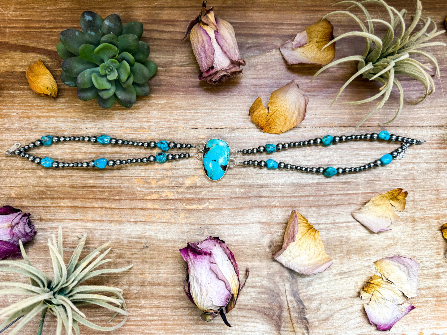 Sterling Silver & Turquoise Choker – 13” + Extender – In-House Silversmithing – Real Turquoise & Spiny Oyster Options