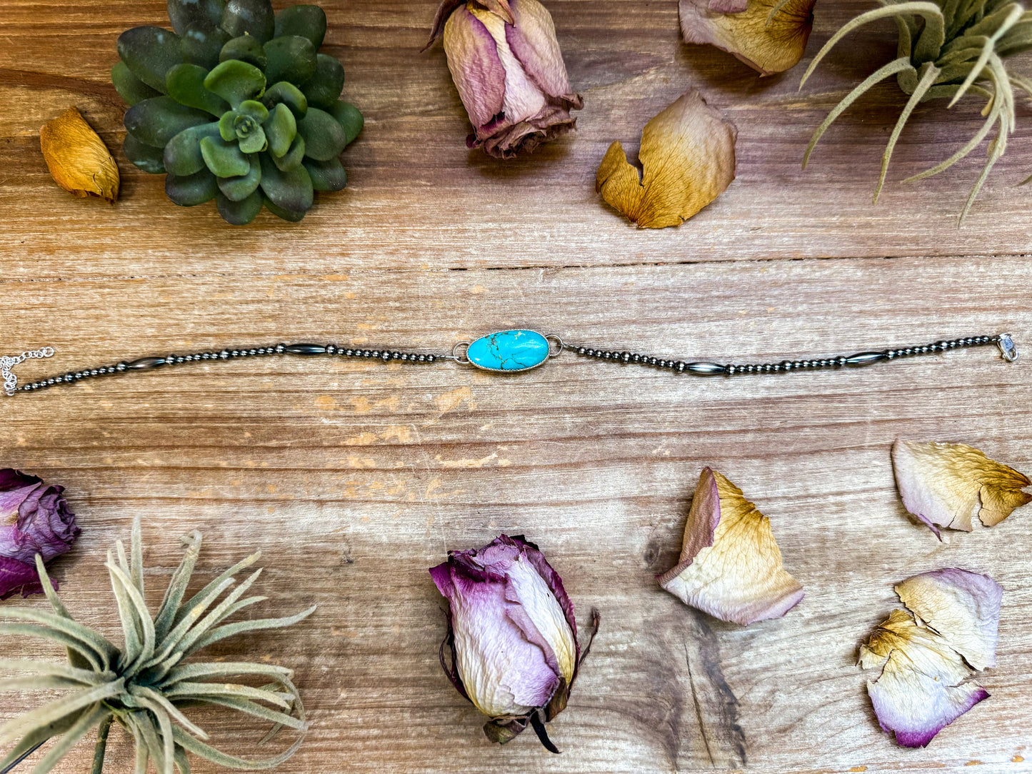 Sterling Silver & Turquoise Choker – 13” + Extender – In-House Silversmithing – Real Turquoise & Spiny Oyster Options