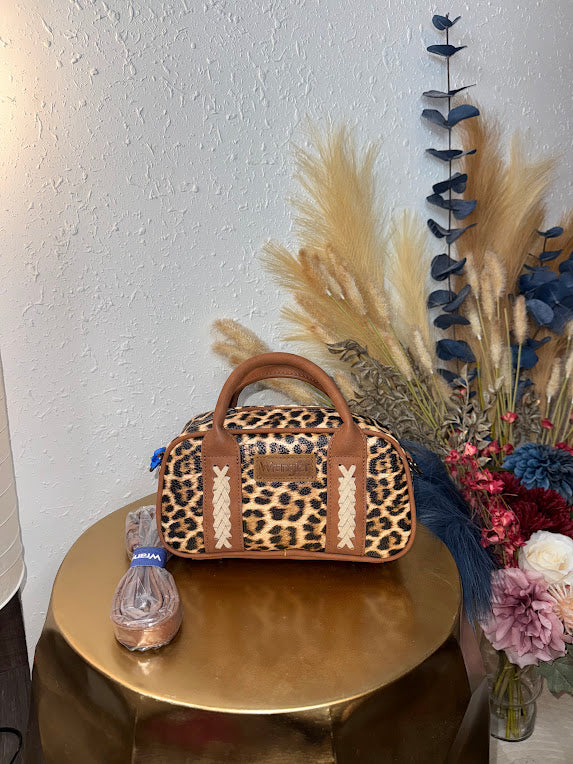 Wrangler Whipstitch Collection Mini Satchel/Crossbody Bag - Leopard
