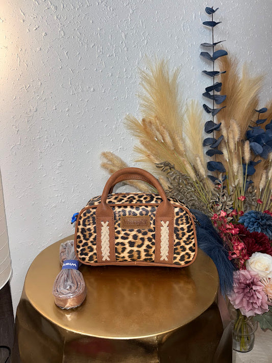 Wrangler Whipstitch Collection Mini Satchel/Crossbody Bag - Leopard