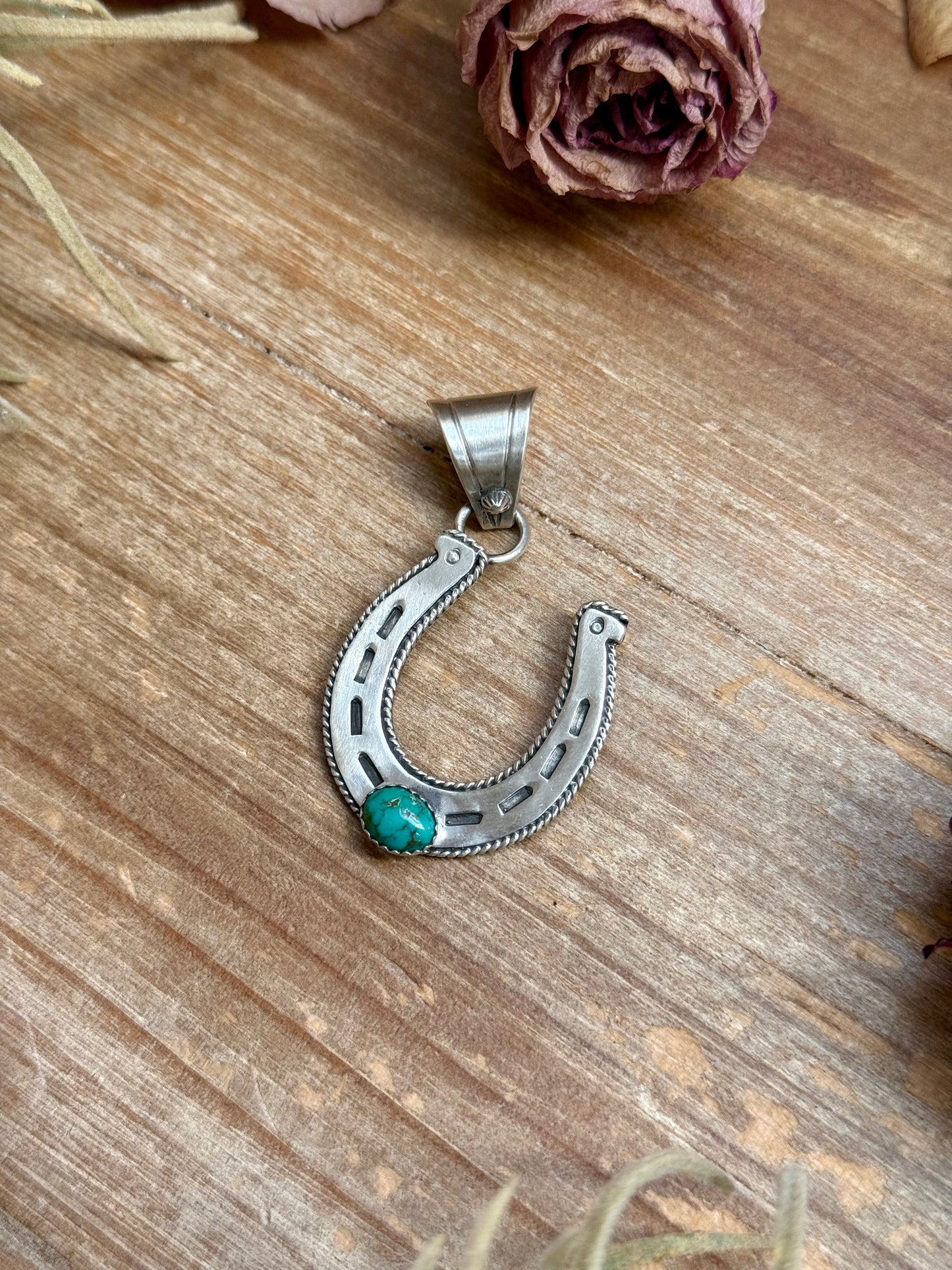 Sterling Silver Horse Pendant with Turquoise