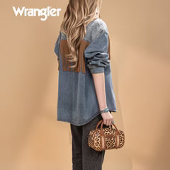 Wrangler Whipstitch Collection Mini Satchel/Crossbody Bag - Leopard