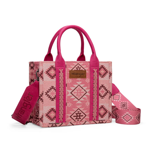 Wrangler Aztec Pattern Dual Sided Print -Tote/Crossbody -Pink